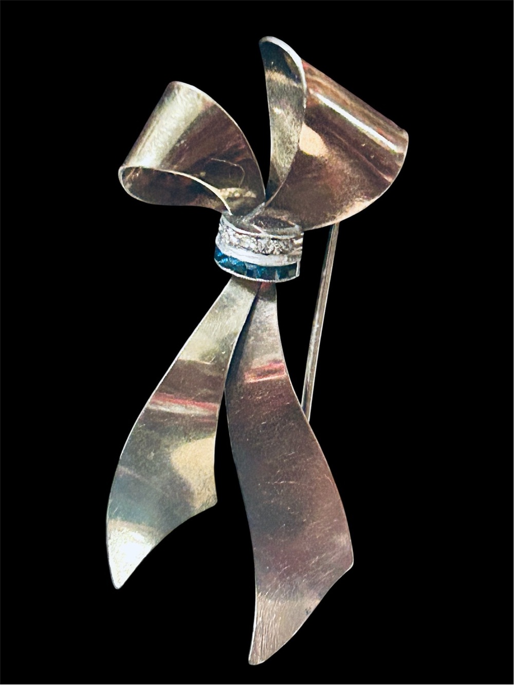 TAYLORD Sterling Silver & GF Bow Brooch VINTAGE